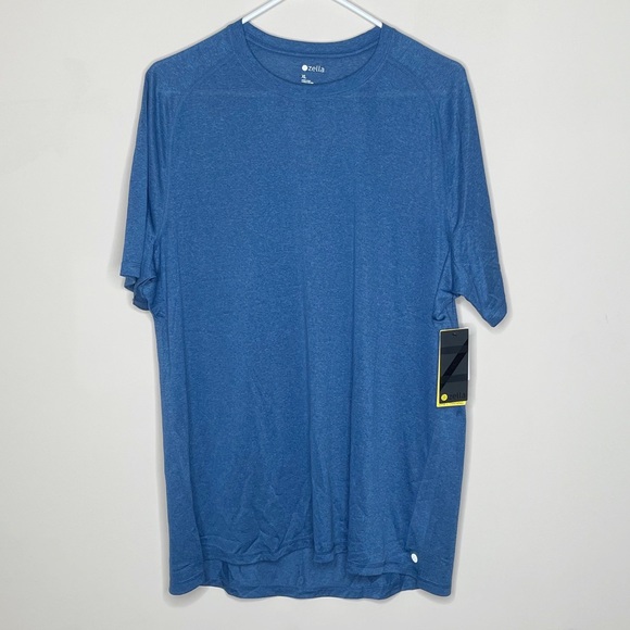 Two Zella Low Compression Gym & Training Short Sleeve Shirts Gray & Blue X-Large - Picture 2 of 8